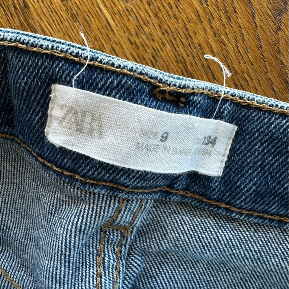 Zara Girls Distressed Denim Jeans Navy Blue | Size 9 - Picture 7 of 8